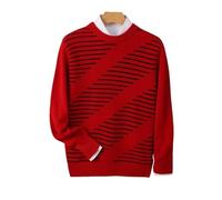 RRYPBOVG Jersey Hombre Wool Sweater Men's O-Neck Jacquard Stripe Pullover Autumn Winter Smart Casual Long Sleeve Jumper Cashmere Thick Top(Color5,S(45-55kg))