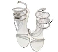 RRYPBOVG Sandalias Con Pedrería Sandalias de tacón con tiras al tobillo y diamantes de imitación for mujer, estilo gladiador, for fiesta de verano, banquete, graduación(Dark Khaki,36)