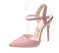 RRYPBOVG Sandalias De Tacón Alto Para El Verano Verano 12cm tacones de aguja altos sandalias con correa en el tobillo zapatos de fiesta con punta hueca for mujer(Pink,48)