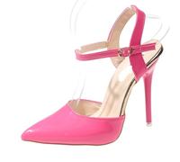 RRYPBOVG Sandalias De Tacón Alto Para El Verano Verano 12cm tacones de aguja altos sandalias con correa en el tobillo zapatos de fiesta con punta hueca for mujer(Rose red,38)