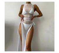 RRYPBOVG Vestido Playa Mujer Vestido Playero Sexy for Mujer, Túnica Larga de Malla Negra, Vestido Playero Informal de Verano, Ropa de Playa de Talla Grande, Traje de baño for Cubrir(G,XXL)