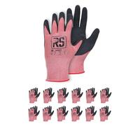 RS Otoño Guantes de montaje/Látex protector recubierto/Tamaño 11, 12 pares/Rosa y Negro/Guantes de montaje/Guantes de trabajo/Protección térmica a una temperatura más baja