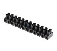 RS PRO, Abrazadera de polipropileno negro, conexión por tornillo de 12 pines, rejilla de 8 mm, 2,5 mm²/24 A, paquete de 5 unidades