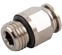 RS PRO Conector roscado a tubo, latón niquelado, 20 bar, paquete de 10 unidades