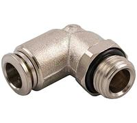RS PRO Conector roscado a tubo, latón niquelado, 20 bar, paquete de 10 unidades