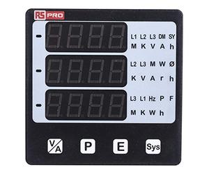 RS PRO Medidor LED empotrable para corriente alterna, tensión alterna, potencia activa, potencia aparente, frecuencia,