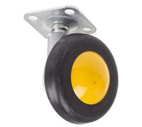 RS PRO, Rueda giratoria, diámetro de 50 mm, 50 kg, Ges H. 68 mm, 38 x 38 mm, placa, material de goma, paquete de 2 unidades