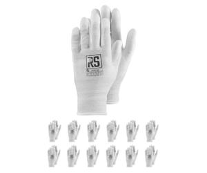 RS RAND ESD/Guantes de montaje, protección contra cortes/talla 09, 12 pares/blanco gris/guantes de montaje/guantes electrostáticos resistentes a cortes Guantes de trabajo/Equipped with Carbon Fiber