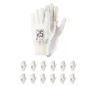RS REITER 08 Guantes de montaje de piel de vacuno/talla 8, 12 pares/blanco/guantes de montaje/guantes de trabajo/cuero/guantes de cuero resistentes guantes de protección