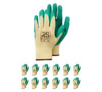 RS Safe EX/Guantes de montaje Guantes de látex en inserto de algodón/Talla 10, 12 pares/Beige Verde/Guantes de Trabajo