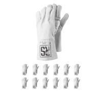 RS SPLIT - Guantes de soldador de piel de vacuno, talla 09, 12 pares/blanco/guantes de trabajo de cuero/cuero