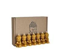 RS - Velas de Buda - Juego de 7 velas de cera de abeja 100% - Figuras de Buda hechas a mano en cera natural - Para meditación, yoga, decoración y rituales - Sin aditivos
