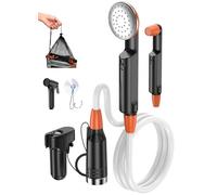 Rsaoty Ducha Portátil 3000mAh para Camping con 3 Alcachofas y Manguera 1.8m - Viajes, Jardín, Lavado de Coches