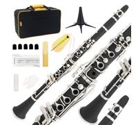 Rsasi Clarinete Bb - Clarinete de banda para principiantes, con boquilla, bolsa rígida y kit de limpieza (negro)