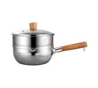 RSBFER Olla Antiadherente Tradicional Japonesa Yukihira, Cacerola de Acero Inoxidable para Salsa de Leche con Tapa de Vidrio y vaporizador de Alimentos para Ramen, Leche,22cm/8.7in