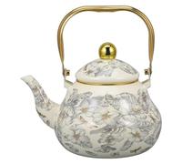 RSBFER Tetera esmaltada Vintage, Tetera de Acero con diseño Floral, Olla para hervir Agua Caliente para inducción, Estufa de Gas, leña,1.5L