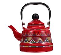 RSBFER Tetera Vintage con Esmalte Floral, Tetera de Calentamiento rápido con Mango de Porcelana de Tacto frío para Agua Caliente, sin silbidos,Rojo,1.7L