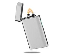 RSBYE Encendedor Electrónico Mechero Electrico con Arco Eléctrico Engrosado Encendedor Electrónico de Plasma Mechero Electrico USB C Recargable para Vela, Barbacoa, Camping (Plata Mate)