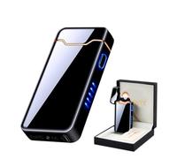 RSBYE Mechero eléctrico a prueba de viento Cool Flame Mechero eléctrico Arc Mechero con pantalla LED recargable (negro)