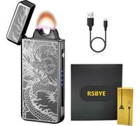RSBYE Mechero eléctrico de tormenta de plasma para hombres, encendedor personalizado con indicador de batería, encendedores de arco eléctrico, regalos festivos (Nidhöggr negro)
