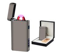 RSBYE Mechero eléctrico electrónico personalizado con carcasa de metal, lámpara LED, indicador de carga y carga USB-C para velas, regalo al aire libre (negro especial)