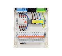 RSE Caja de fusibles con cable para empotrar con pared hueca con distribuidor vacío Hager, 2 filas VA24CN, 1 FI de 4 pines. + 1 x 3 pines + 9 x 1 pol LS B16A, sin protección contra sobretensiones