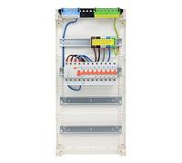 RSE Caja de fusibles con cable para empotrar con pared hueca con distribuidor vacío Hager, 4 filas VA48CN, 1 FI de 4 polos + 1 x 3 polos + 5 x 1 polo LS B16A, sin protección contra sobretensiones
