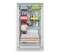 RSE Caja de fusibles con cable para empotrar con pared hueca con distribuidor vacío Hager, empotrado de 3 filas VU36NC, 1 FI de 4 polos. + 1 x 3 pines + 9 x 1 pol LS B16A, con protección contra