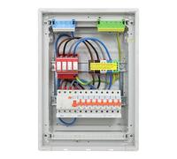 RSE Caja de fusibles con cable para empotrar con pared hueca con distribuidor vacío Hager, empotrado de 2 filas VU24NC, 1 FI de 4 pines + 8 LS B16A, con protección contra sobretensiones