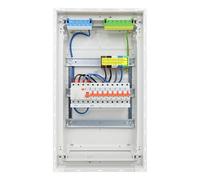 RSE Caja de fusibles con cable para empotrar con pared hueca con distribuidor vacío Hager, empotrado de 3 filas VU36NC, 1 FI de 4 pines + 8 LS B16A, sin protección contra sobretensiones