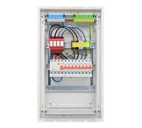 RSE Caja de fusibles con cable para empotrar con pared hueca con distribuidor vacío Hager, empotrado de 3 filas VU36NC, 1 FI de 4 pines + 8 LS B16A, con protección contra sobretensiones