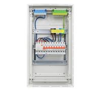RSE Caja de fusibles con cable para empotrar con pared hueca con distribuidor vacío Hager, empotrado de 3 filas VU36NC, 1 FI de 4 polos + 1 x 3 pines + 5 x 1 polo LS B16A, sin protección contra