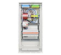 RSE Caja de fusibles con cable para empotrar con pared hueca con distribuidor vacío Hager, empotrado de 4 filas VU48NC, 1 FI de 4 pines + 12 LS B16A, con protección contra sobretensiones