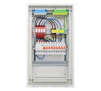 RSE Caja de fusibles con cable para empotrar con pared hueca con distribuidor vacío Hager, empotrado de 3 filas VU36NC, 1 FI de 4 polos + 1 x 3 polos + 5 x 1 polo LS B16A, con protección contra