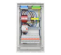 RSE Caja de fusibles con cable para empotrar con pared hueca con distribuidor vacío Hager, empotrado de 3 filas VU36NC, 1 FI de 4 pines + 12 LS B16A, con protección contra sobretensiones