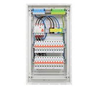 RSE Caja de fusibles con cable para empotrar con pared hueca con distribuidor vacío Hager, empotrado de 3 filas VU36NC, 1 FI de 4 pines + 24 LS B16A, sin protección contra sobretensiones