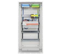 RSE Caja de fusibles con cable para empotrar con pared hueca con distribuidor vacío Hager, empotrado de 4 filas VU48NC, 1 FI de 4 polos + 1 x 3 pines + 5 x 1 polo LS B16A, sin protección contra