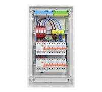 RSE Caja de fusibles con cable para empotrar con pared hueca con distribuidor vacío Hager, empotrado de 3 filas VU36NC, 2 x FI 4 pines + 16 x LS B16A, con protección contra sobretensiones