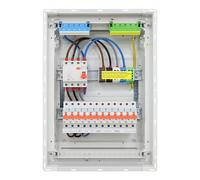 RSE Caja de fusibles con cable para empotrar con pared hueca con distribuidor vacío Hager, empotrado de 2 filas VU24NC, 1 FI de 4 pines + 12 LS B16A, sin protección contra sobretensiones