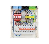 RSE Caja de fusibles con cable, pared hueca con distribuidor vacío Hager, 2 filas VA24CN, 1 FI de 4 pines + 8 LS B16A, con protección contra sobretensiones