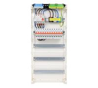 RSE Caja de fusibles con cable, pared hueca con distribuidor vacío Hager, 5 filas VA60CN, 1 FI de 4 pines + 12 LS B16A, sin protección contra sobretensiones