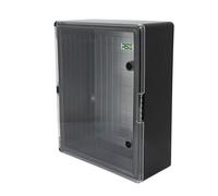 RSE Carcasa de plástico ABS, IP65, armario de pared, carcasa industrial, carcasa vacía, negro, placa de montaje, bloqueo 300 x 400 x 170 mm