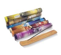 Rseuphiee 120 Piezas Varillas de Incienso Set, 6 Cajitas Incienso, Ámbar Almizcle, Lavanda, Selva Tropical, Coco, Océano, Vainilla con Soportes, para Meditación, Yoga, Aromaterapia, Relajación