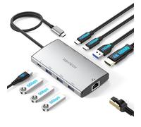 RSHTECH Hub USB C 10Gbps, 9-en-1 USB C Multiport Adapter con Gigabit Ethernet, 4K HDMI, 3X USB3.2 Ports, 3X USB3.0 and 100W PD, USBC Dock for Laptops with Type-C/Thunderbolt Port, RSH-T09