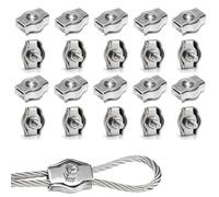 Rshuhx 20pcs M3 Cable Acero Abrazaderas de Cable Wire Rope Clips Abrazadera de Cuerda de Alambre Acero Inoxidable 304 Adecuado para Tendederos, Toldos y Jardines