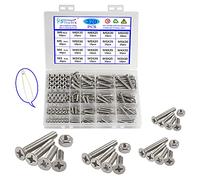 Rshuhx 320pcs M3 M4 M5 M6 Tornillos de cabeza avellanada plana Tornillo y tuerca Set 304 Acero inoxidable A2 Cruz Tornillos de máquina herramienta de fijación para cama de bebé Cabeceros Sillas