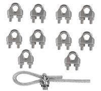 Rshuhx Abrazadera de Cable Wire Rope Clips Abrazadera de Cuerda de Alambre Acero Inoxidable 304 Perno En U para Tensar el Cable Cuerda Ropa 10PCS Silver