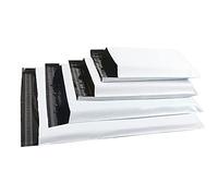 Rshuhx Bolsas de Plástico Grande Mixto 50pcs Nuevo Material Blanco Paquetes Sobres de Envios Impermeable Opacas Autoadhesivo para Correo Embalaje Ropa Camisas Textiles con 4 Tamaños