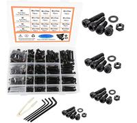Rshuhx M3 M4 M5 M6 Tornillos hexagonales de 12,9 grados de aleación de acero negro Hex Socket Bolts and nuts arandelas set equipado con una llave hexagonal Campo de clasificación del producto 500
