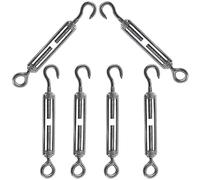 Rshuhx M4 Tensor Gancho Tensor de Alambre Tensor de Acero Inoxidable 304 Tensor Cuerda Tendedero Hook & Ojo Tensor Ajustable Tensores para Cables Toldos 6 piezas